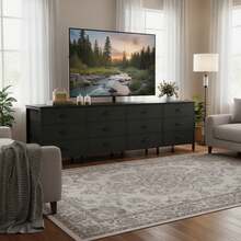 5 Drawer Dresser Bedroom, 39.4 Fabric Chest Of Drawers With Wooden Top, Storage Organizer Closet, Hallway & Living Room, Rustic Brown - 黑色 - 查看 5