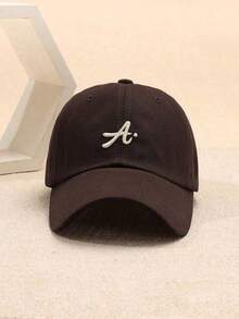 1pc Women's Embroidered Big A Baseball Cap, Adjustable Outdoor Sunscreen Casual Hat, Suitable Spring And Autumn Travel Beach Vacation Men's Hat Y2K Style Youth Hat - 棕色 - 查看 5