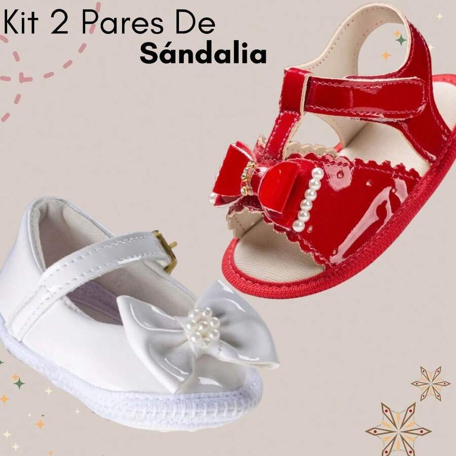 Kit Of 2 Pairs Of Franciscan Sandals For Boys/Children - Special Offer - Buy Now - Giày đỏ + Nơ giày trắng - Xem 1