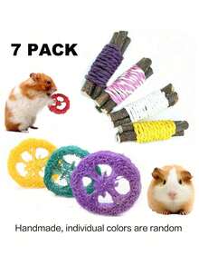 20件/4件/9件/7件/18件装兔子/豚鼠磨牙玩具，天然苹果木磨牙玩具组合，手工制作豚鼠仓鼠小型动物磨牙玩具 - 彩色 - 查看 29