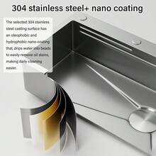 60*46 Cm Waterfall Sink, 304 Grey Stainless Steel, Single-Lever Mixer Tap, Single Bowl Sink For Family Kitchens With Complete Accessories - 槍灰色 - 查看 8