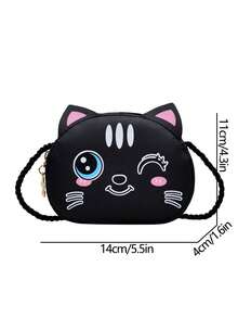 New Expression Kitten Crossbody Bag PU Shoulder Bag Cute Boy's And Girl's Coin Purse