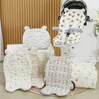 Baby Stroller Tie-On Cushion, Cotton Gauze Breathable Mesh, Anti-Slip Warm Seat Pad For Pram, Stroller, High Chair