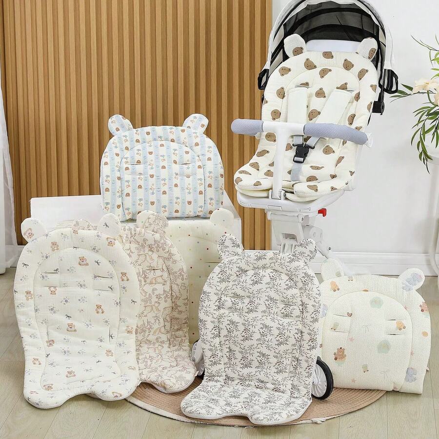 Baby Stroller Tie-On Cushion, Cotton Gauze Breathable Mesh, Anti-Slip Warm Seat Pad For Pram, Stroller, High Chair