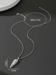 1件简约时尚沙滩度假百搭通勤海洋生物海星贝壳仿珍珠吊坠项链，男士，情人节 - 銀色 - 查看 8