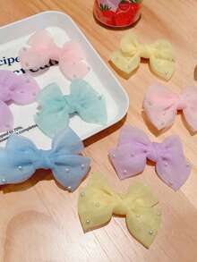 8 chiếc kẹp tóc nơ ngọc trai giả dễ thương, thích hợp để trang trí tóc hàng ngày. - Nhiều màu - Xem 7