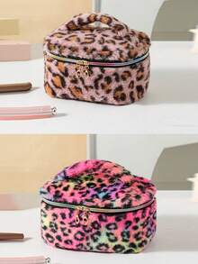 1个新款豹纹毛绒长方形拉链化妆包，大容量旅行洗漱收纳包，可收纳护肤品、化妆品、配饰，是节日、生日、送给女性的绝佳礼物，也是圣诞礼物、女士礼品创意、化妆包、旅行必备品。 - 彩色 - 查看 19