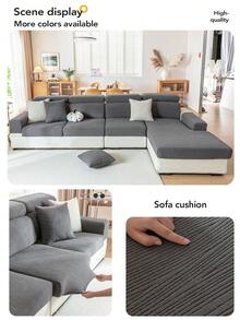 1pc Universal Sofa Cover, Simple All-Season Non-Slip Sofa Pad, Sofa Slipcover, Elastic Sofa Cap, Suitable For L-Shaped Sofa And 1/2/3/4 Seat Sofa Protection - Diagonal Stripes - Dark Gray - View 8