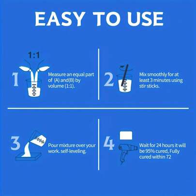 1:1 体积比环氧树脂，高光泽，抗紫外线，快速固化，适用于艺术、珠宝制作、工艺品制作 - 包含树脂和固化剂，DIY珠宝制作，合成树脂材料