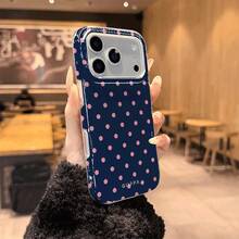 GIIPPA 1pc Cute Pink Polka Dot Phone Case Compatible With IPhone 15/14/13, 1pc Fashionable Brown Polka Dot Phone Case Compatible With IPhone 15/14/13 Pro Max/Plus, Durable Shock-Resistant Full-Body Protection, Slim Fit Design, Suitable For Women And Girls, Item No. 35460, Also Compatible With IPhone 17 Air - Blue - View 6