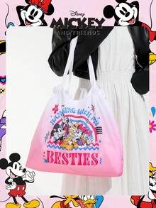Disney 官方授权米奇购物袋，大容量可折叠手提袋，糖果袋，午餐袋，零食袋，抽绳单肩包，轻便手提包，官方正版授权，可验证真伪，适合男孩/女孩/学生，日常/购物/上学皆宜。 - 粉色 - 查看 7