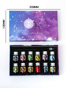 1set(13pcs)Gradient Rainbow Glass Pens, A Crystal Fountain Pen Set For Students, Dip Pens With Multiple Ink Colors To Choose From, Write Smoothly And Easily, Suitable For Daily Note-Taking, Journaling, Drawing, Artistic Writing, And As Decorative Desktop Ornaments. - Multicolor - View 8