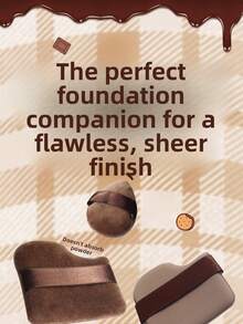 Chocolate Cookie Powder Puff, Thickened Non-Powdery Air Cushion Flocked Powder Puff, Dry & Wet Dual-Use Makeup Tool Sponge