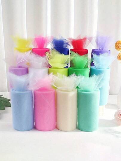 1 Roll White Tulle Fabric, White Tulle Fabric Roll, Red & Blue Tulle Fabric, Tulle Fabric For Dress Decor, Party Supplies, DIY, Wedding & Birthday Decoration, Craft, 25 Yards * 15cm