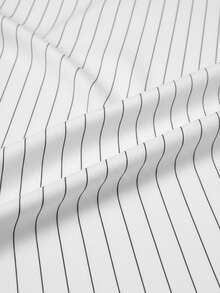 Men's V-Neck Striped Letter Graphic Print Short Sleeve T-Shirt, Fashionable Casual Outdoor Wear - White - View 5