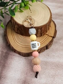 1个马卡龙撞色咖啡杯钥匙扣吊坠，咖啡杯串珠元素，实用小礼物，适合送给老师 - 彩色 - 查看 17