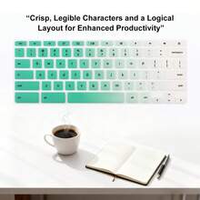 1pc Spanish & English Keyboard Cover Compatible With Samsung Chromebook 4 3 XE310XBA XE500C13 XE501C13 11.6"/Chromebook 4 15.6" XE350XBA/Chromebook 2 XE500C12/Chromebook Plus V2 2-In-1 XE520QAB XE521QAB 12.2,Dust-Proof Keyboard Protector,Mint Fresh Green Design - Universal Version - View 7