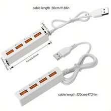 4-Port USB Fast Charger, USB Hub With Power Delivery, 4-Port USB Plugs, Sockets And Sockets, Desktop Minimalist Design, Suitable For Home Offices, Adapter-Compatible Charging Station For Smartphones, Tablets, Laptops, Computers And Other Multi-Device Charging Stations, Travel Essentials - Multicolor - View 7