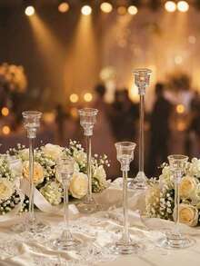 1个/3个/12个装欧式亚克力烛台，餐桌烛杯，婚礼装饰，烛光晚餐，时尚亚克力蜡烛配件，家居装饰，圣诞装饰，房间装饰，圣诞礼物