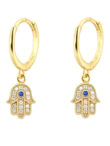 1 Pair Charming Personalized Gold Palm Eye Dangle Earrings, Creative Versatile Gift For Women - Yellow Gold - View 2