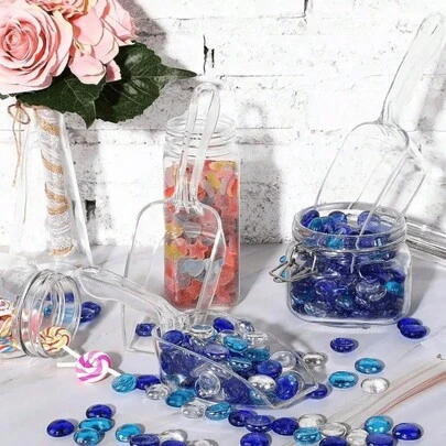 1/2/4pcs Transparent Plastic Ice Cream Scoops, Suitable For Candy Buffet, Small Acrylic Spoons For Canned Food, Multi-Purpose Kitchen Food Scoops For Coffee, Tea, Flour And Wedding Desserts