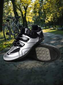 Unisex New Racing Road Cycling Shoes | Breathable Non-Locking, Comfortable Rubber Soled, Professional Outdoor Athletic Sports Bike Shoes, All-Season, Microfiber Upper, Fabric Inner And Insole, Clipless Compatible - Silver - View 5