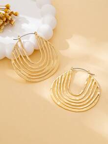 1 Pair Women's Exaggerated Fashion Elegant U-Shaped Geometric Earrings, Suitable For Daily Wear - Yellow Gold - View 4