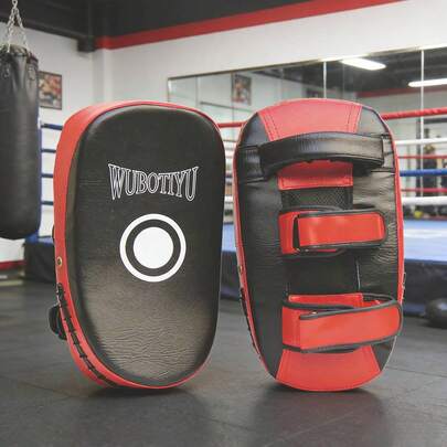 1pc Curved Foot Target, Designed For Muay Thai And Boxing, Made Of Thick Synthetic Leather, Ergonomic Design For Sparring And Practice