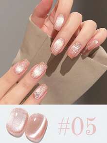 MISS SHAKA 10毫升冰透明粉色玻璃珠猫眼凝胶指甲油，裸粉色瓷白色闪粉，沙龙专供，美白，多用途，热门美甲DIY用品 - 彩色 - 查看 16