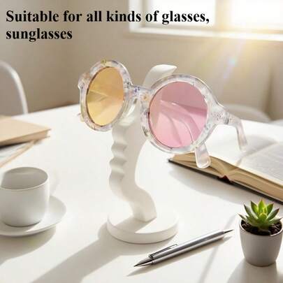 1个侧脸造型眼镜架，独特弧形眼镜支架，艺术收纳，桌面或床头柜装饰，实用简约黑色设计，节日礼物