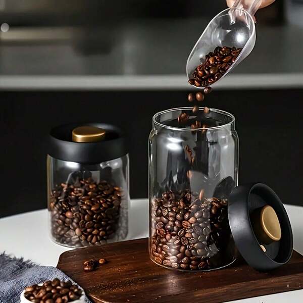 1pc High-Quality Container For Storing Coffee Beans And Other Kitchen Items - Transparent And Durable - Ideal For Maintaining Freshness And Flavor.