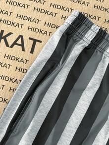 Hidkat بنطلون رجالي كاجوال بخصر مربوط بسحاب وجيوب، تصميم ثلاثي الألوان بخطوط أنيقة وبسيطة، مناسب للخارج والرياضة والارتداء اليومي، للربيع والخريف - متعدد الألوان - مشاهدة 4