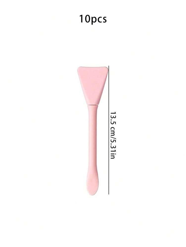 10pcs Double-Ended Dual-Use Silicone Face Mask Brush With Spatula For Applying Mud Masks And Fruit Acid Masks. A Fan-Shaped Makeup Tool. - Multicolor - View 4