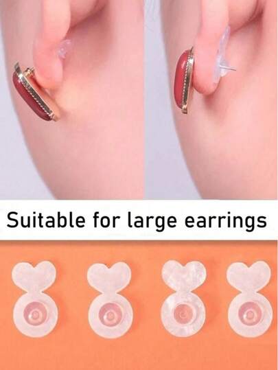 4 piezas/8 piezas/12 piezas Tapones de goma para pendientes, tapones de silicona para evitar que los pendientes se caigan y se atasquen, repuesto de tapones para pendientes, adecuado para orejas caídas, pendientes grandes, pendientes, tapones para lóbulos de la oreja