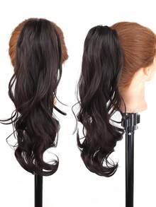 女士瀑布式半扎层次感卷发马尾假发，带发夹，逼真发丝喷泉设计，高马尾辫。 - 彩色 - 查看 12