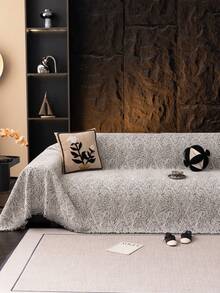 1件雪尼尔沙发毯，几何图案沙发套，宠物防抓沙发保护套，可机洗家居装饰，适用于L型组合沙发、双人沙发和三人沙发，节日装饰（单独出售） - 黑與白 - 查看 4