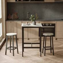 Bar Table, Tall Kitchen Table For Breakfast, Dining Room Table - Vintage White and Black - View 3