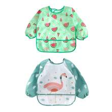 2件套新生儿反穿围兜，婴儿喂食罩衫，婴儿进食服，男女通用 - 彩色 - 查看 13