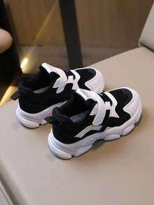 Fashionable Children's White Sneakers, Boys/Girls Outdoor Baby Shoes, Infant Sports Shoes, Running Student Casual Shoes - Black - View 2
