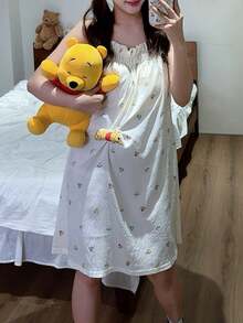 Gongdie 1 Conjunto de camisón con tirantes de  de , nuevos pijamas lindos para mujer para primavera/verano 2026 - Albaricoque - Ver 5