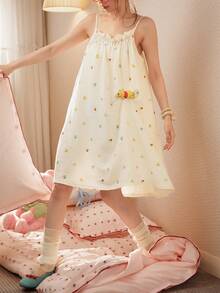 Gongdie 1 Conjunto de camisón con tirantes de  de , nuevos pijamas lindos para mujer para primavera/verano 2026 - Albaricoque - Ver 9