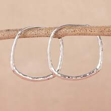DIYCCPC Oversized Silver-Plated Hoop Earrings, Thick & Large Exaggerated Round Circle Earrings, European And American Style Jewelry - Silver - View 7