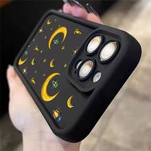 1pcs Moon Lantern Pattern Phone Case Suitable For Apple Phone17 16 15 14 13 12 11 PRO MAX X XSMAX Galaxy S22 S23 S24 S25 S26 Ultra A13 A14 A15 A16 A52 Silicone Shock Proof Vintage Minimalist Aesthetic Cute Elegant Can Be Given To Friends Can Be Given To A Lover - 黑色 - 查看 4