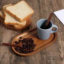 Small Acacia Wooden Serving Tray, Oval Natural Wood Serving Board Charcuterie Plate Bathroom Counter Tray For Party Dinner Wedding Food Fruit Snacks Appetizers, 7.48''*4.13Inch - / - 查看 3