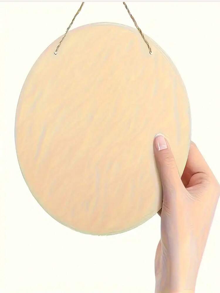 1件经典木质墙面艺术装饰品，2D平面印刷木质圆形牌匾，饰以金色花环，用途广泛，适用于家居、派对和户外用餐装饰。 - 彩色 - 查看 5