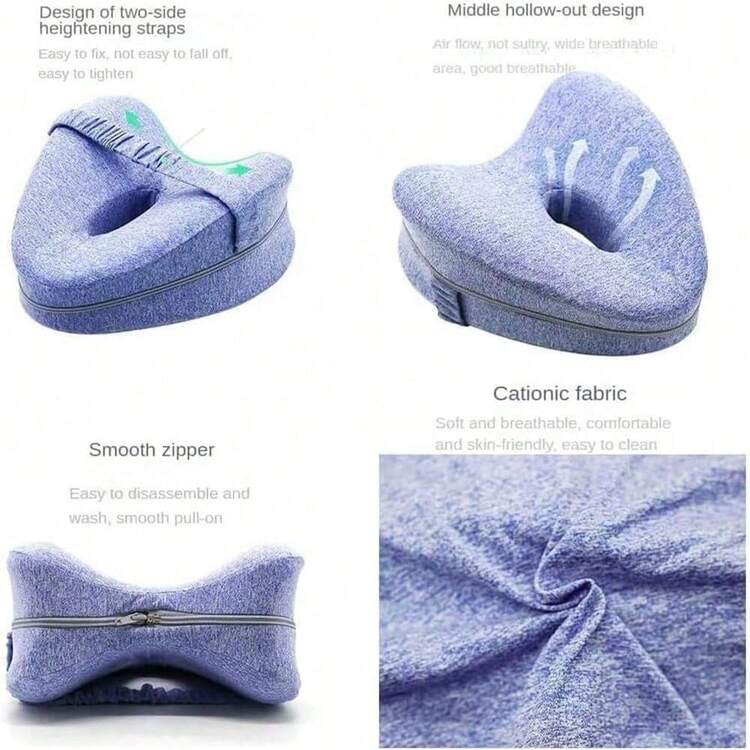 1pc Leg Pillow, Ergonomic Side Sleeper Pillow, Memory Foam Knee Pillow With Strap, Side Sleep Leg Support Cushion, With Removable And Washable Pillowcase, Bedding, Home Goods - Multicolor - View 6