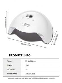 XEIJAYI 1个20珠白色UV LED美甲灯，专业美甲烘干机，凝胶美甲油灯，带3档定时功能的UV美甲LED烘干灯 - 白色 - 查看 12