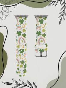 彩虹绿三叶草设计硅胶表带，兼容 38mm 40mm 41mm 42mm 44mm 45mm 49mm，适用于 Series Ultra/11/10/SE/9/8/7/6/5/4/3/2/1 - 彩色 - 查看 11