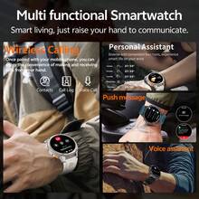 KENPANG 2026新款男士户外运动智能手表，1.7英寸大触摸屏，1100mAh超大电池，强光LED手电筒，双色表带，合金机身，蓝牙通话，指南针，运动轨迹追踪器，IP68级防水，兼容iOS和安卓系统 - 彩色 - 查看 10