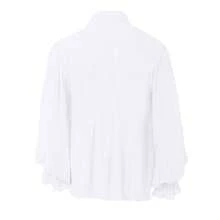 Retro Men's Shirt, Ruffle Lace Up V Neck Long Sleeve Solid Color Cosplay Prince Drama Stage Costume - 純白色 - 查看 3